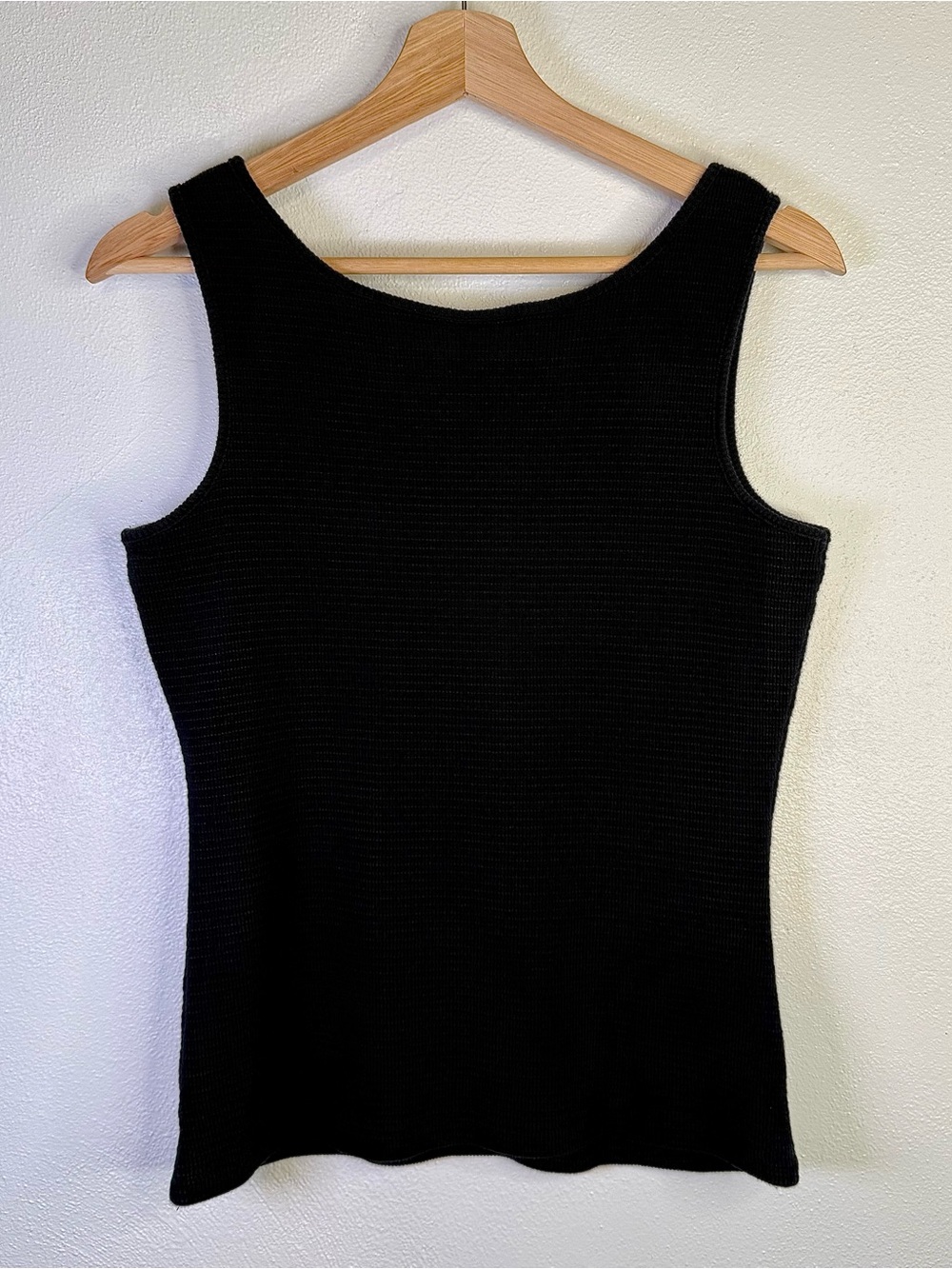 Bisou Bisou Women's Vintage Y2K Black Ribbed Knit Fitted Boho Tank Top Size XL - Picture 15 of 16